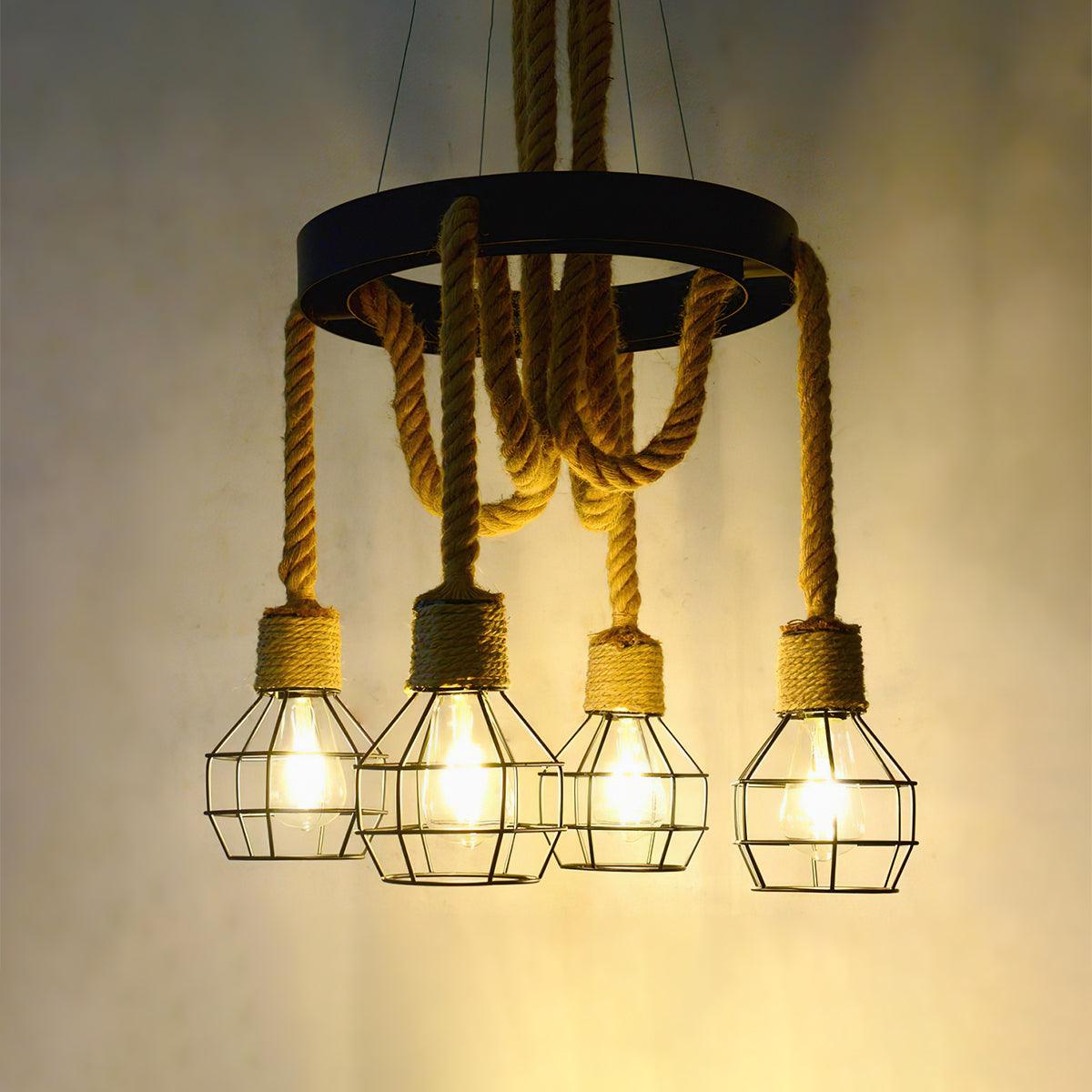 Ravoriel Chandelier Hemp Rope Industrial