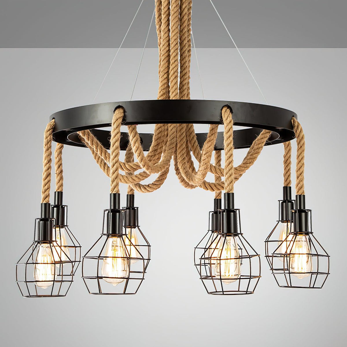 Ravoriel Chandelier Hemp Rope Industrial
