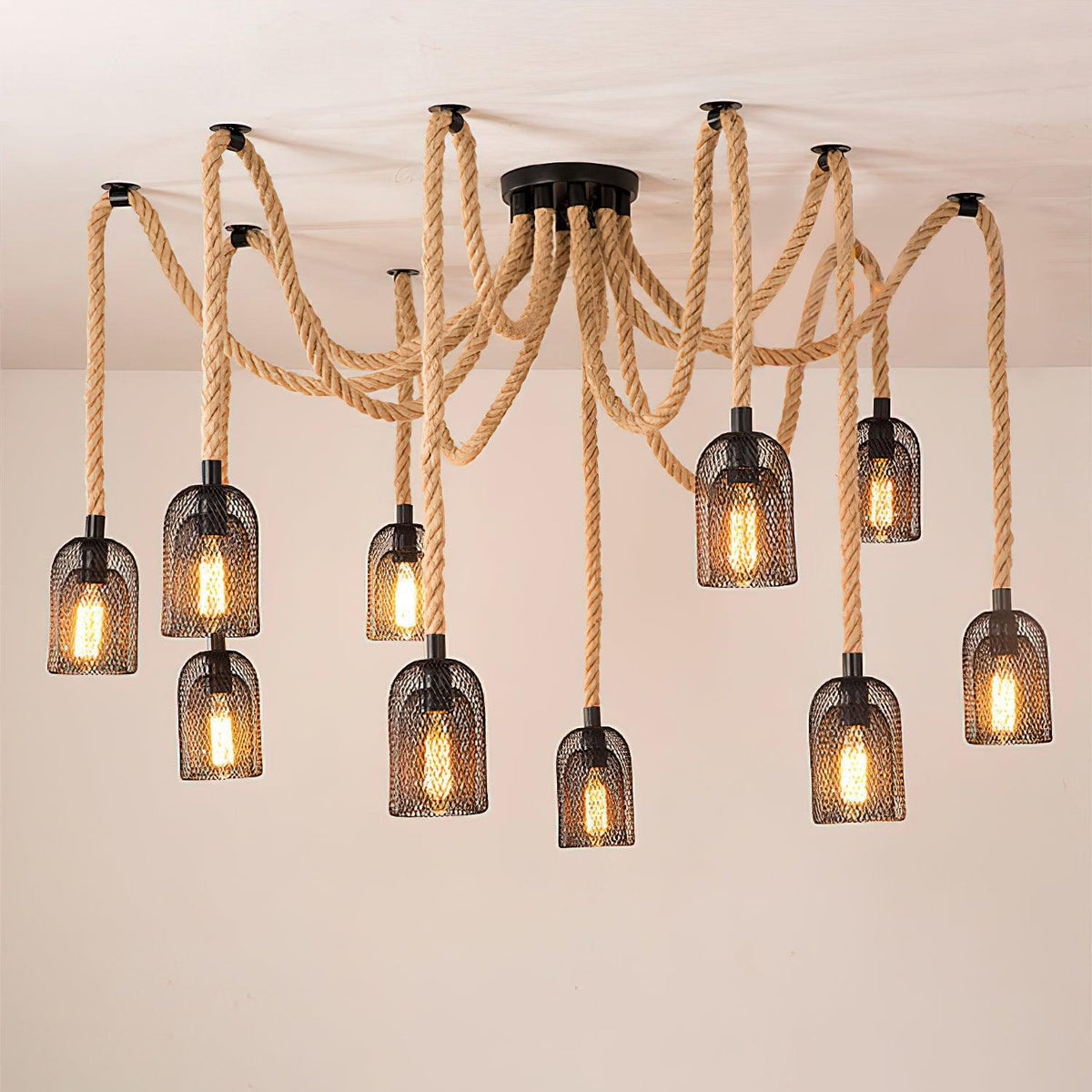 Arianissa Chandelier Hemp Rope Industrial Retro