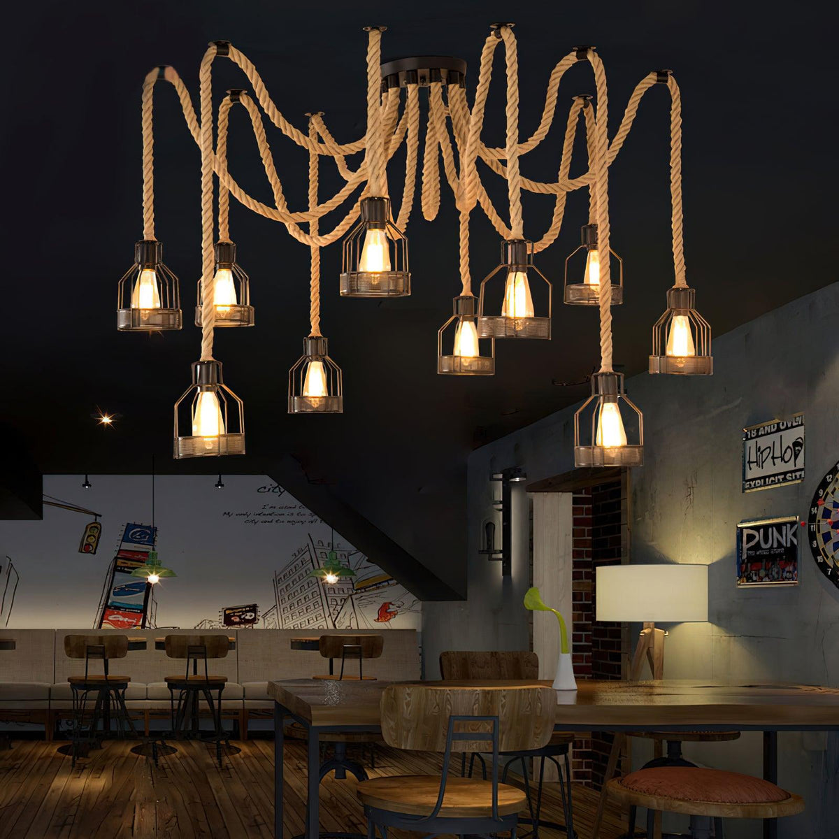 Arianissa Chandelier Hemp Rope Industrial Retro