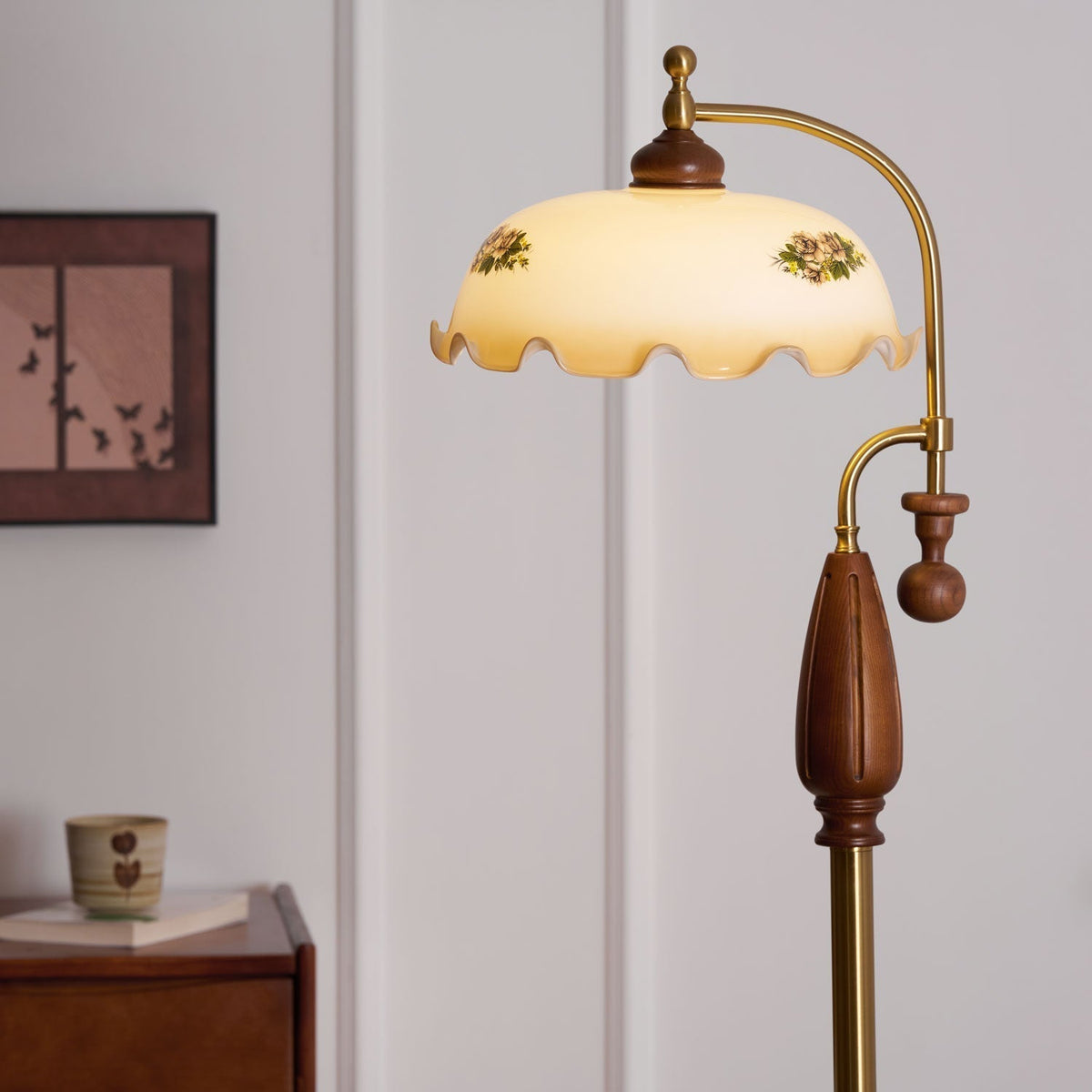 Volorel Vintage Glass Floor Lamp