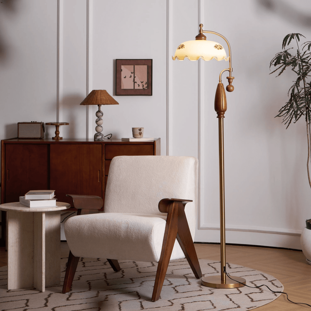 Volorel Vintage Glass Floor Lamp