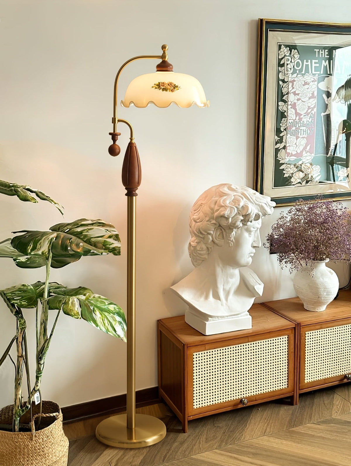 Volorel Vintage Glass Floor Lamp
