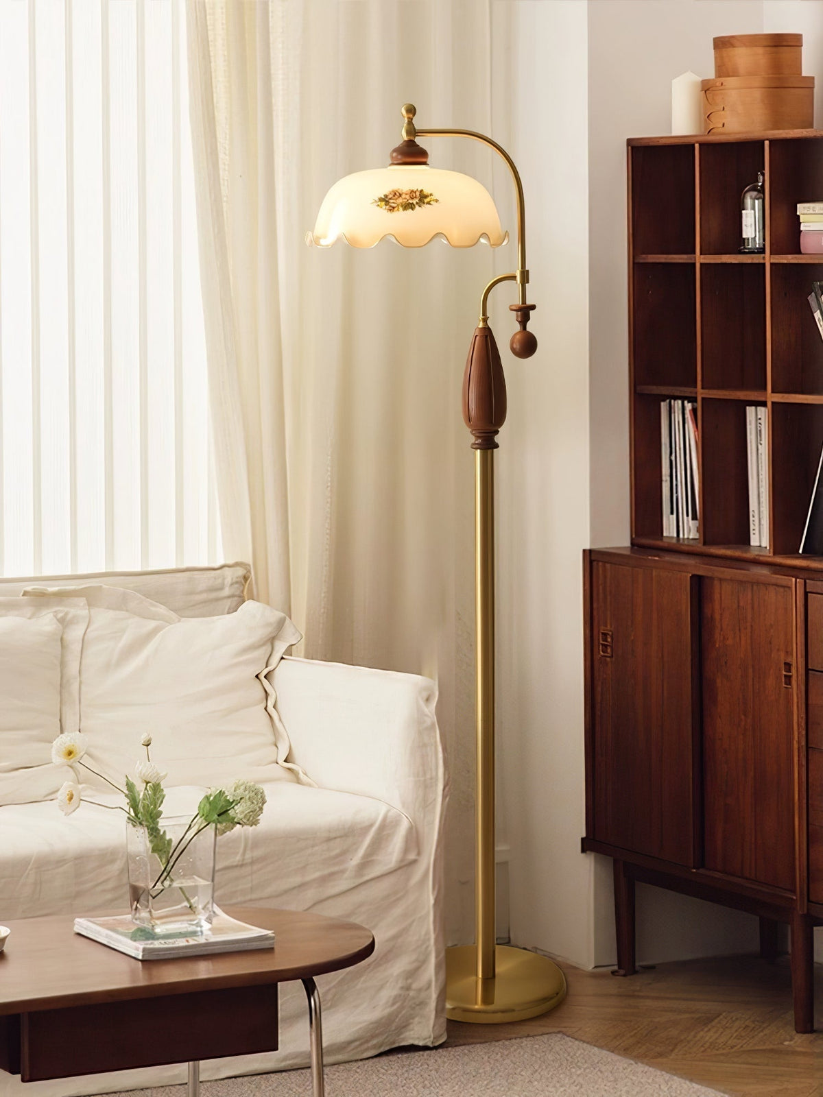 Volorel Vintage Glass Floor Lamp