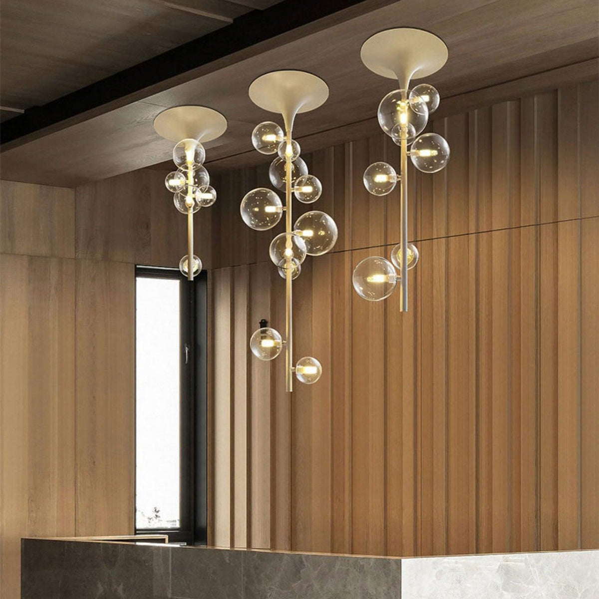 Celeina Pendant Light Brass Glass Cascading for Hallway
