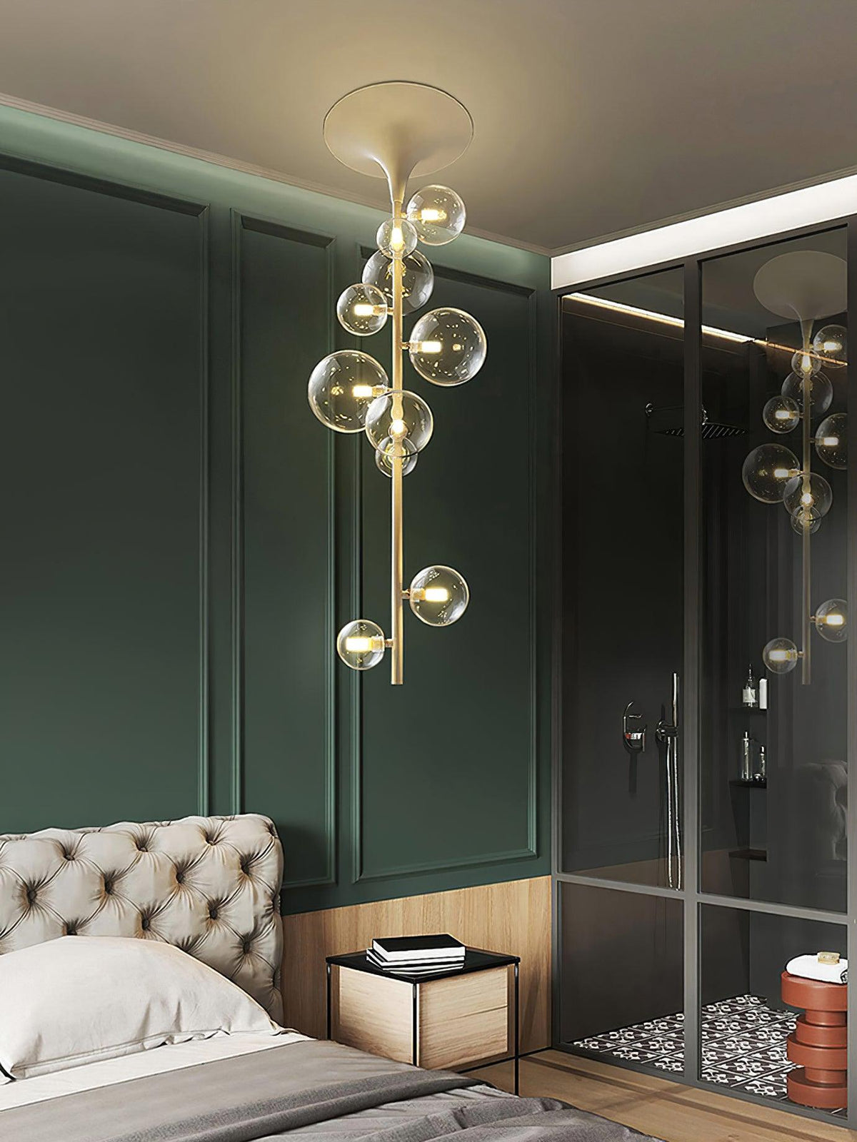 Celeina Pendant Light Brass Glass Cascading for Hallway