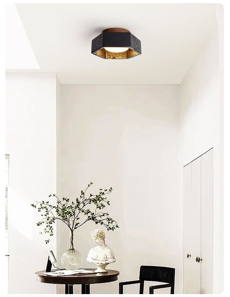 Hexara Hexagon Black Travertine Ceiling Lamp