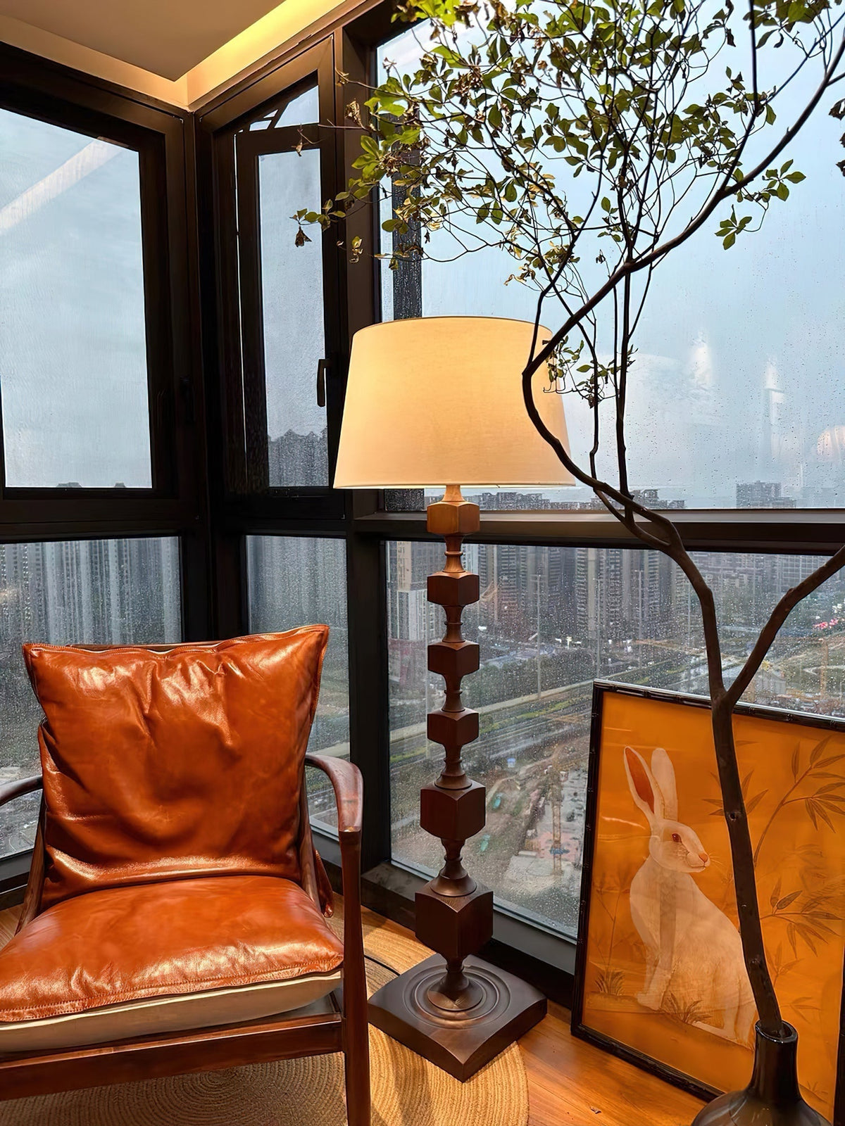 Sylarelle Hexas Wood Floor Lamp