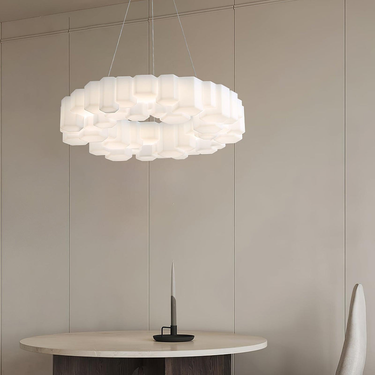 Lioreiel Chandelier Honeycomb Glossy White Polycarbonate