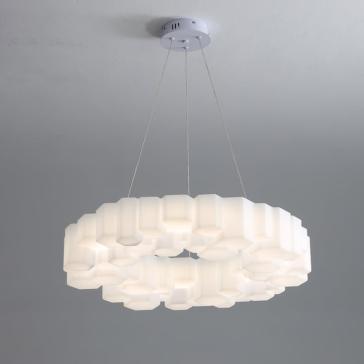 Lioreiel Chandelier Honeycomb Glossy White Polycarbonate
