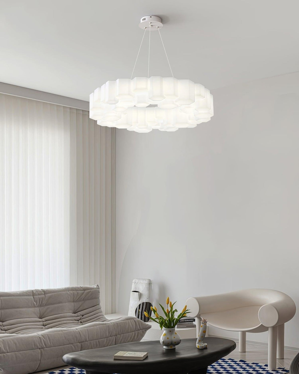 Lioreiel Chandelier Honeycomb Glossy White Polycarbonate