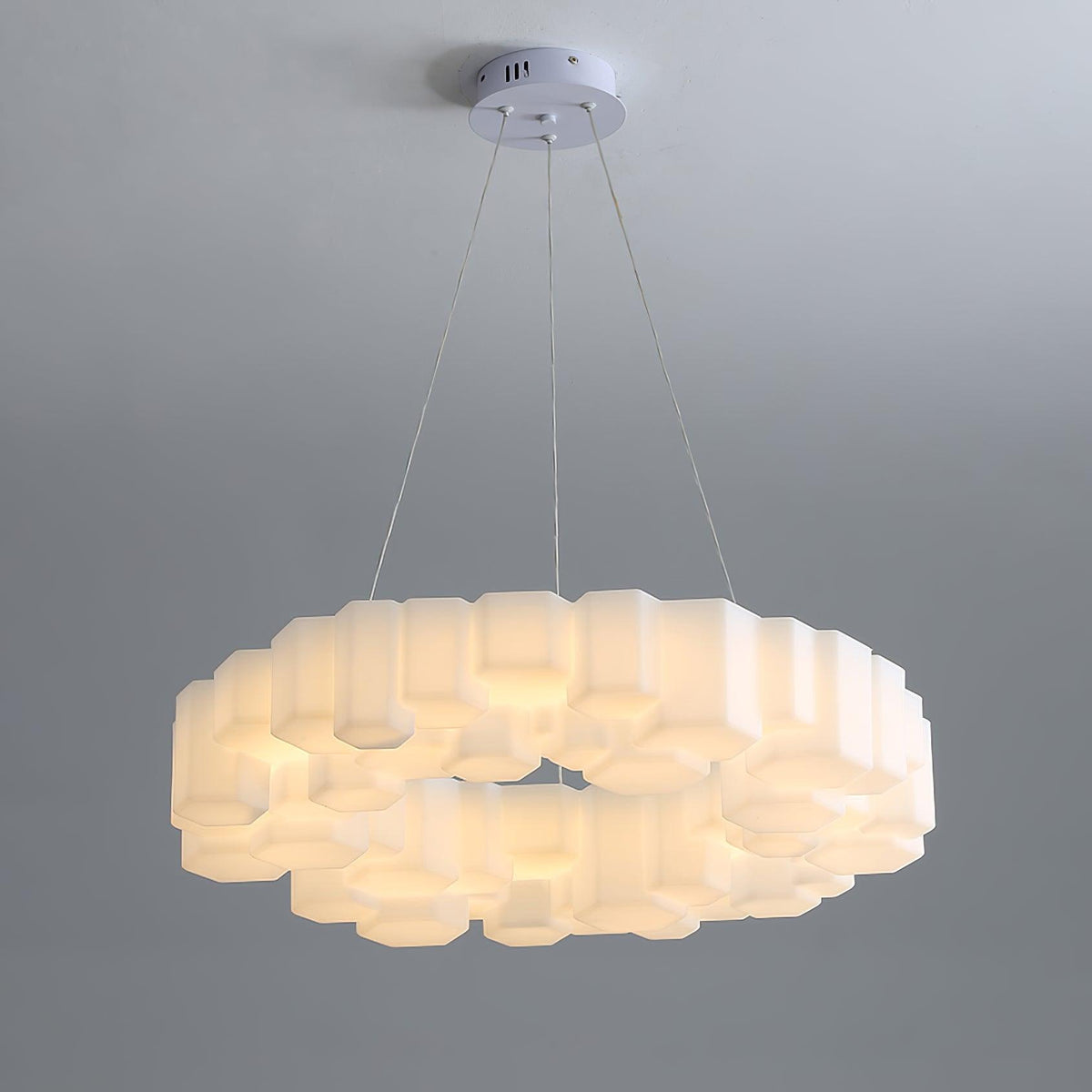 Lioreiel Chandelier Honeycomb Glossy White Polycarbonate