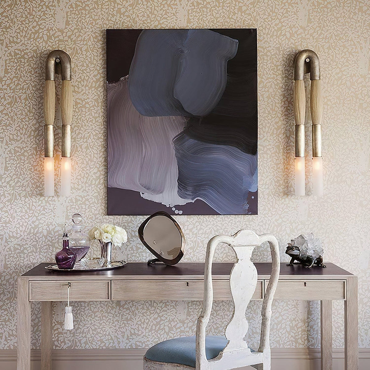 Armand Wall Lamp Horsehair Glass Brass
