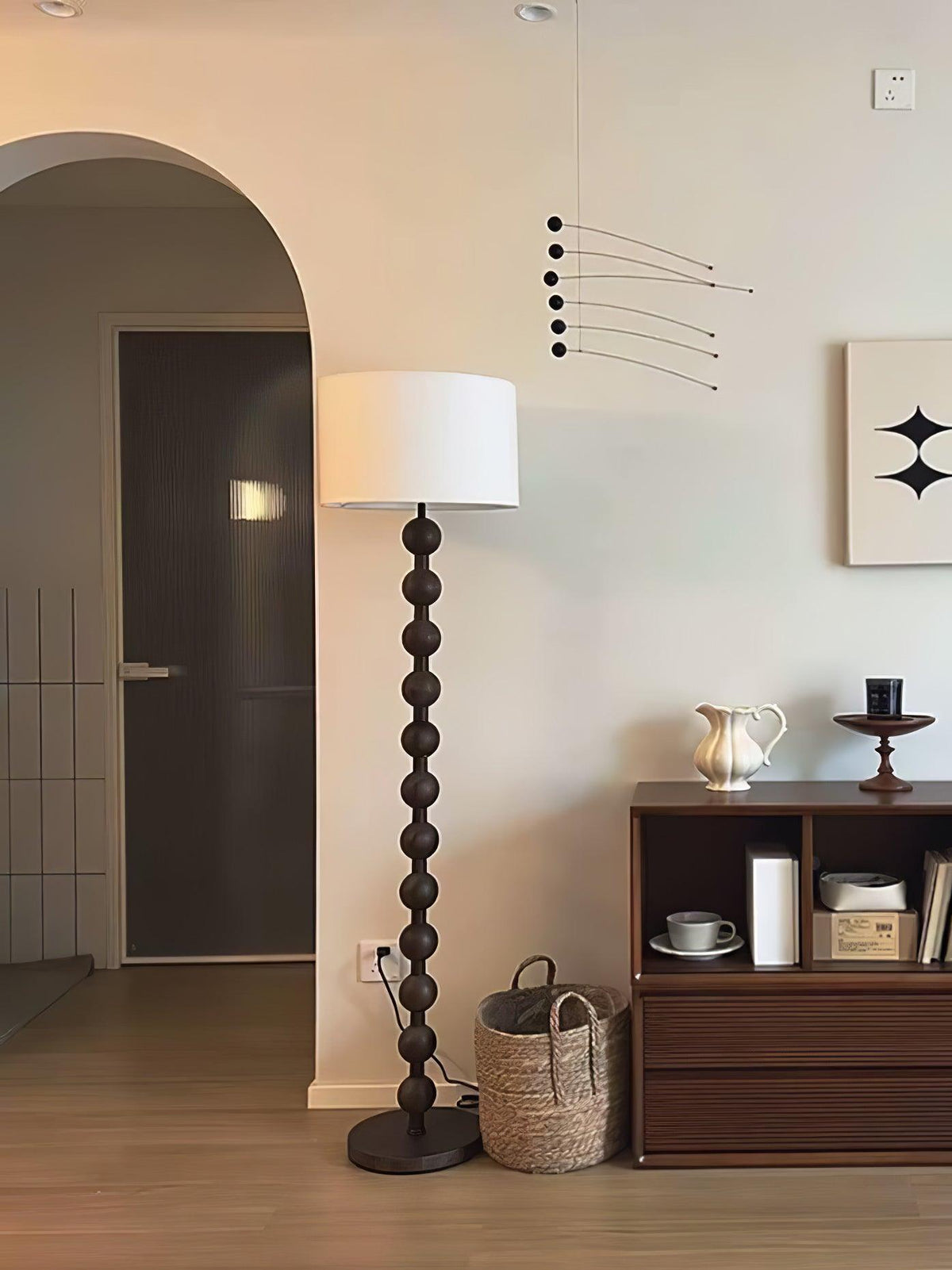Paston Wood Fabric Floor Lamp