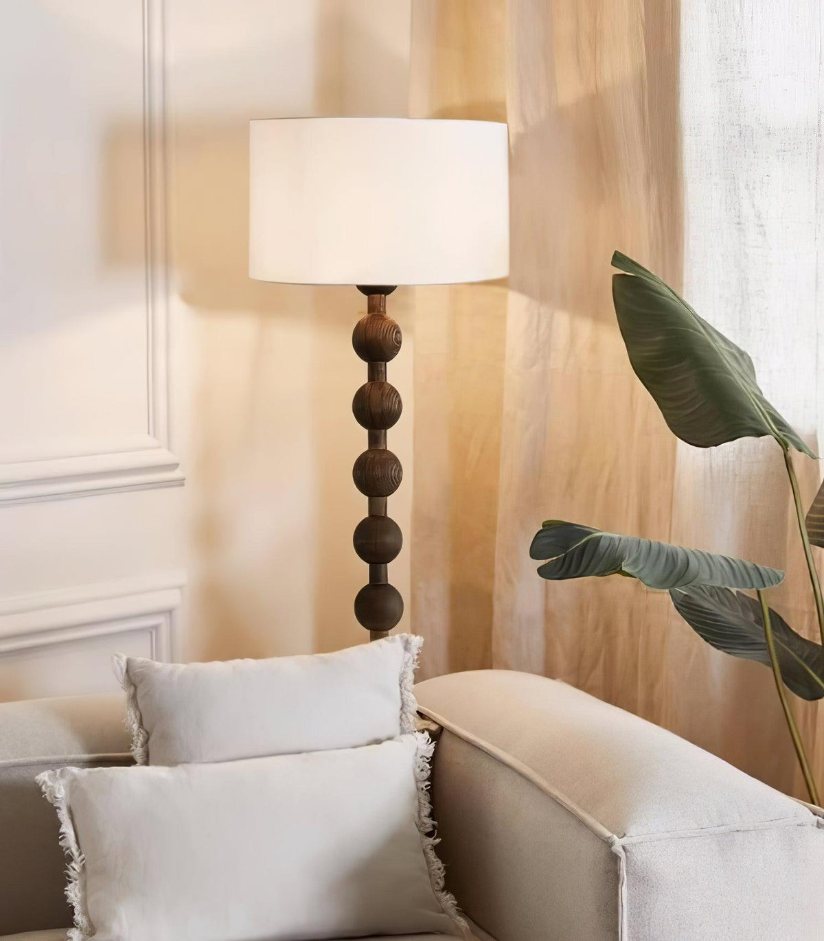 Paston Wood Fabric Floor Lamp