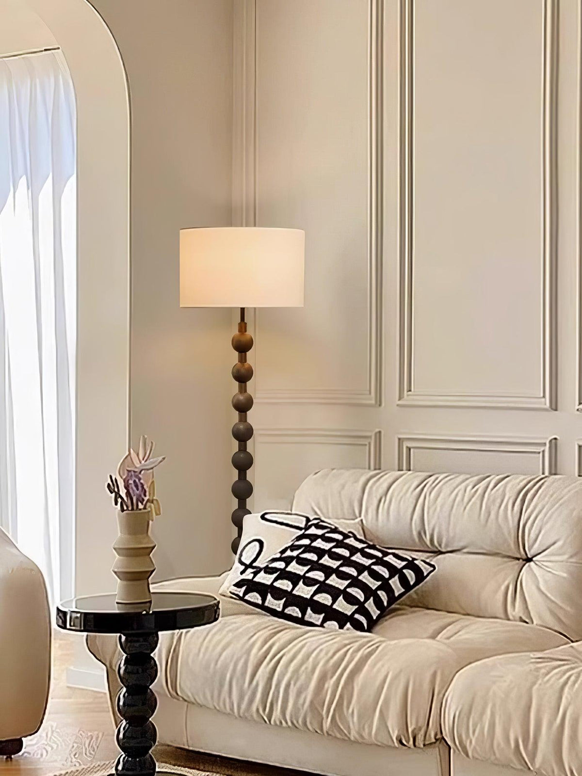 Paston Wood Fabric Floor Lamp