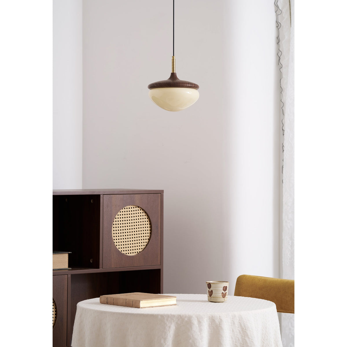 Ivydale Walnut Fabric Pendant Light