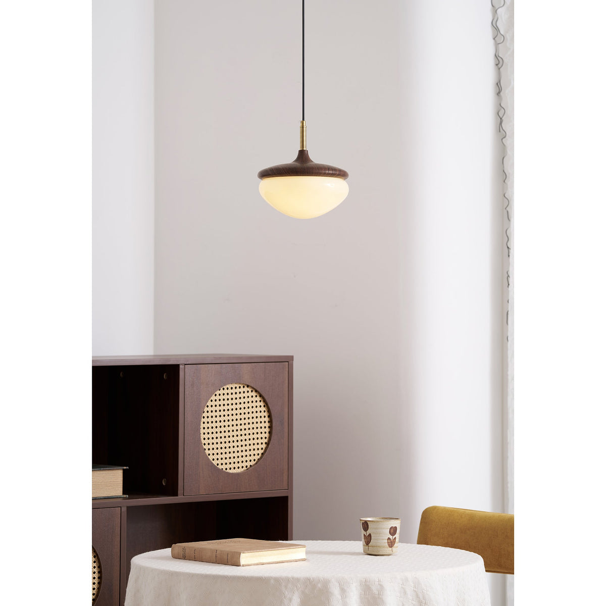 Ivydale Walnut Fabric Pendant Light