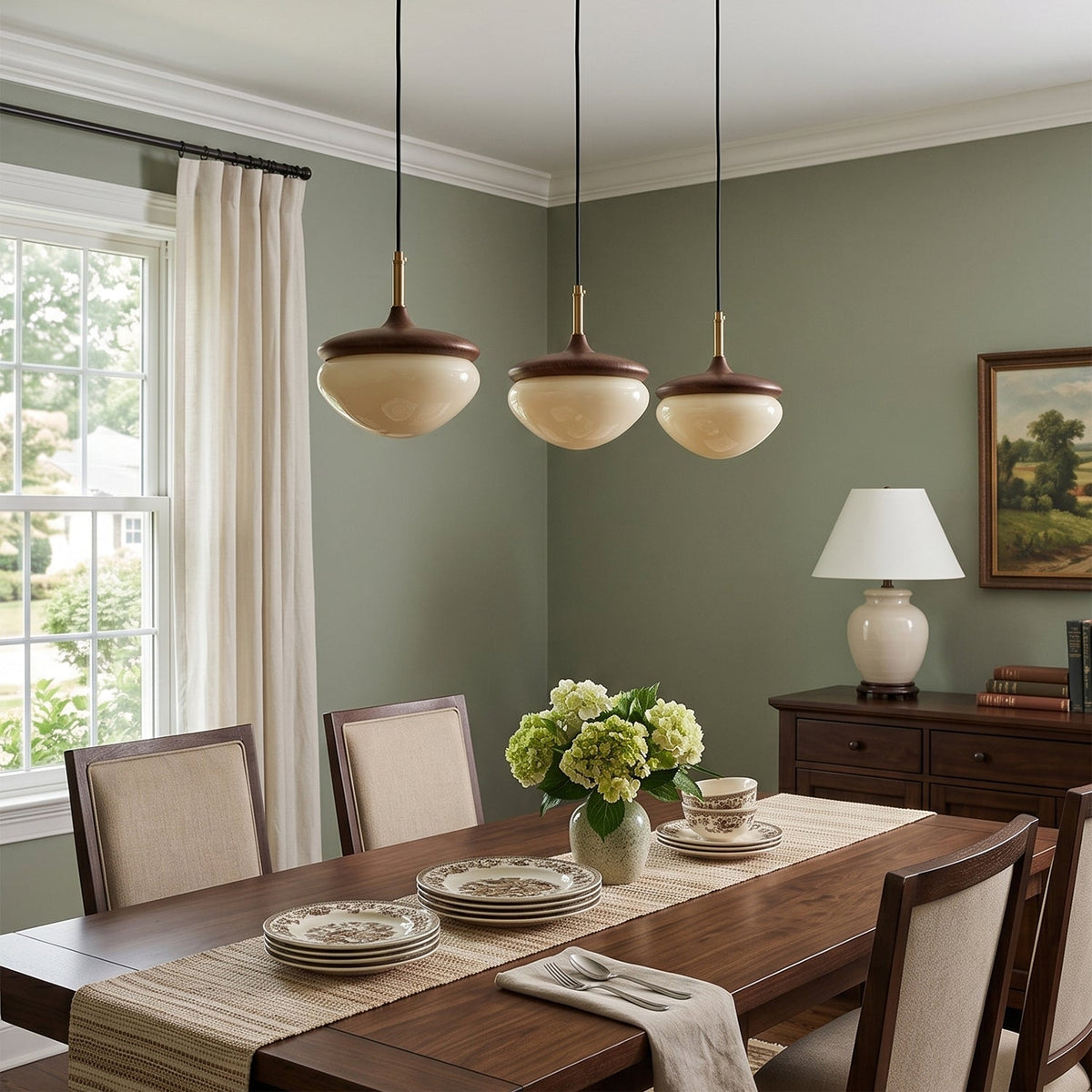 Ivydale Walnut Fabric Pendant Light