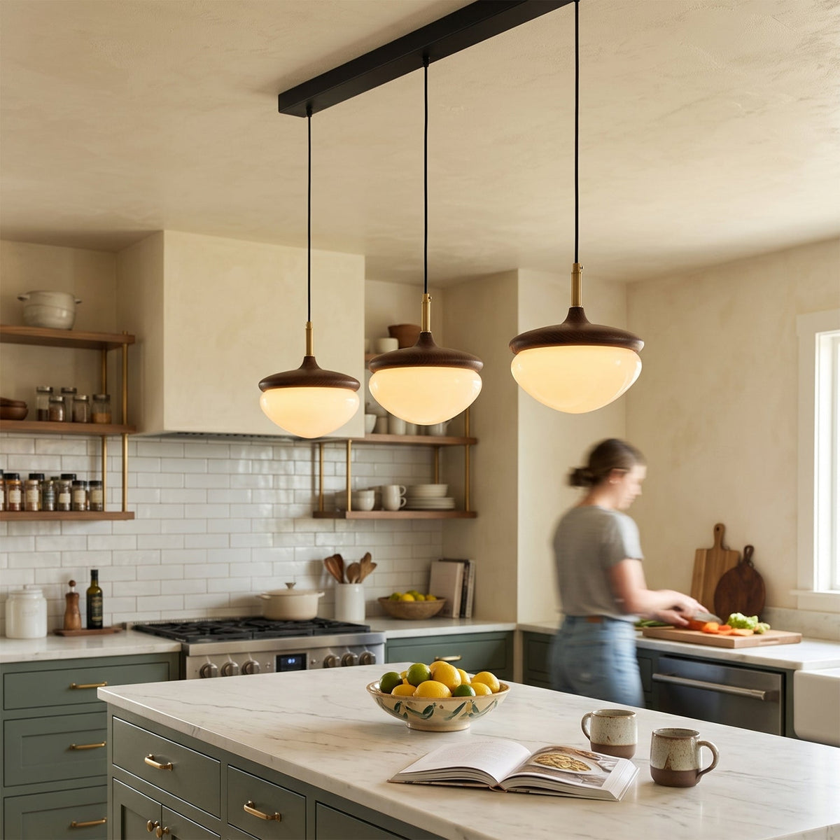 Ivydale Walnut Fabric Pendant Light