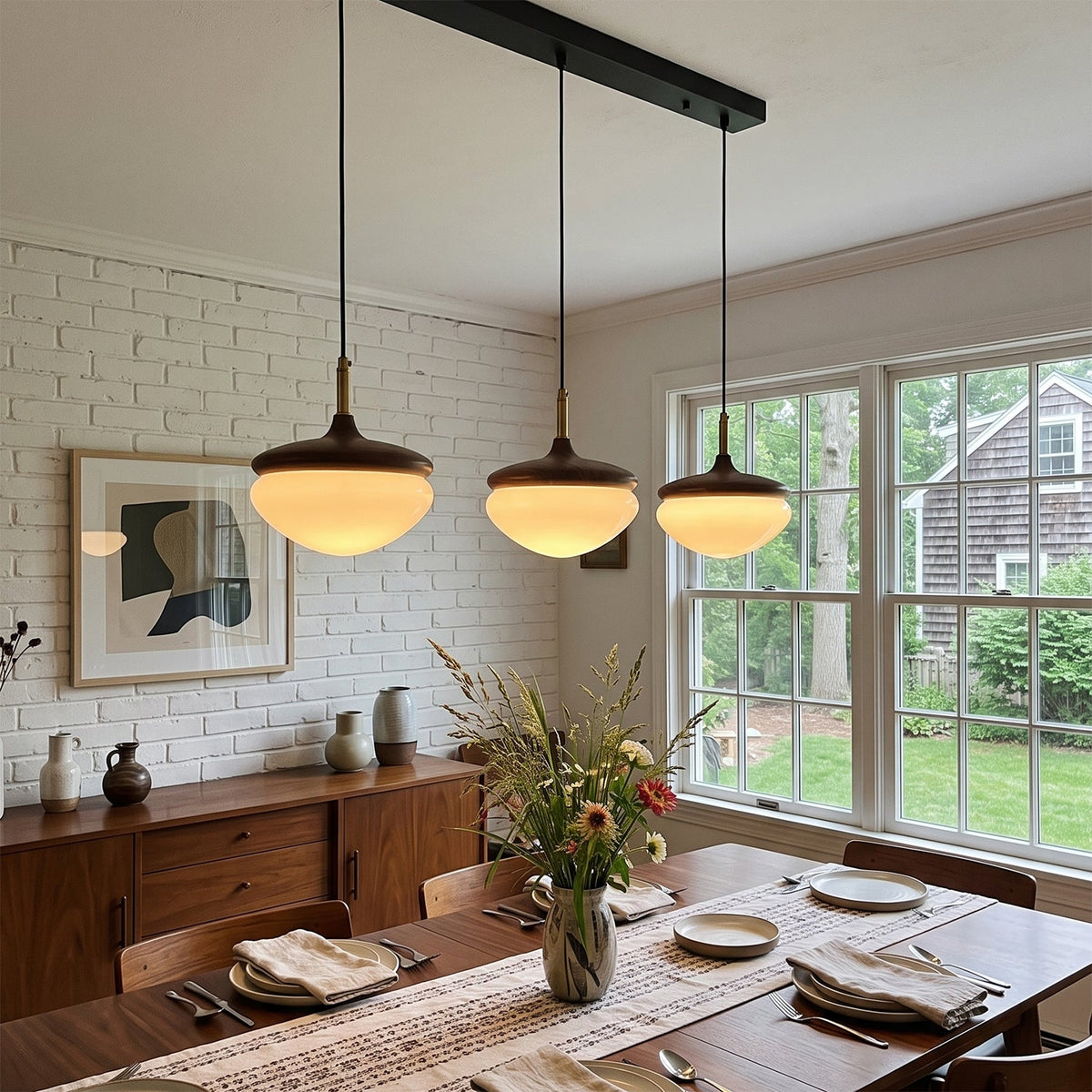 Ivydale Walnut Fabric Pendant Light