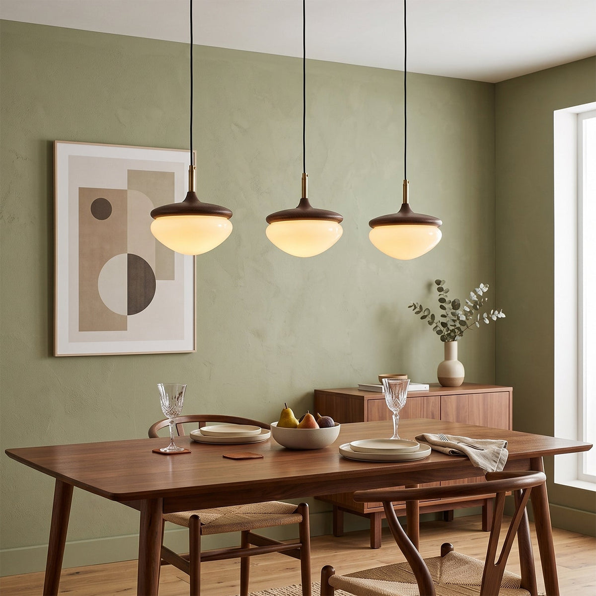Ivydale Walnut Fabric Pendant Light