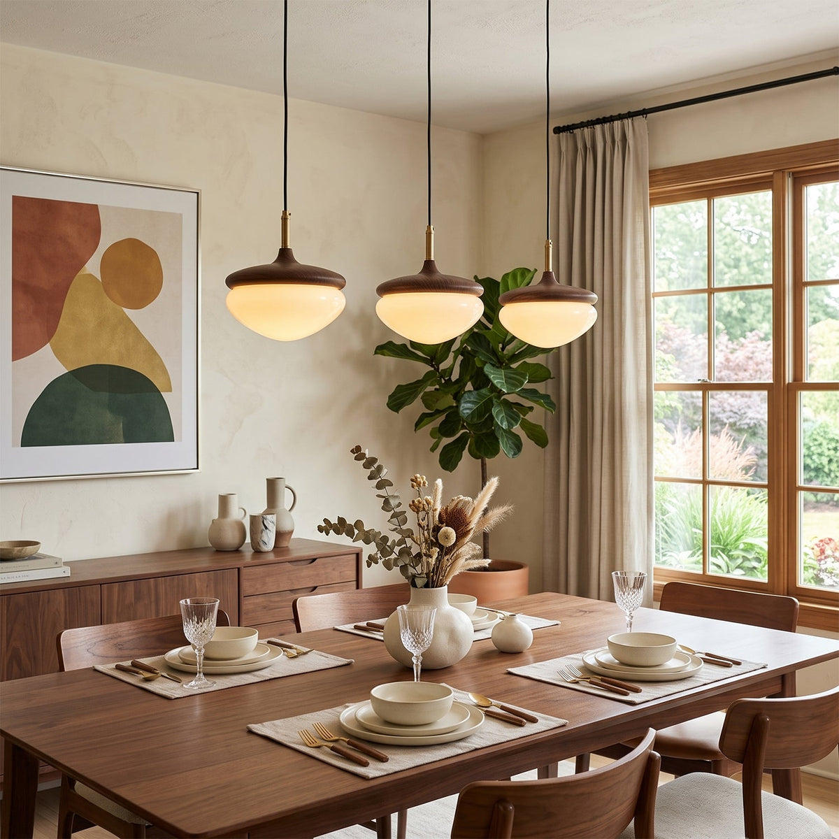 Ivydale Walnut Fabric Pendant Light