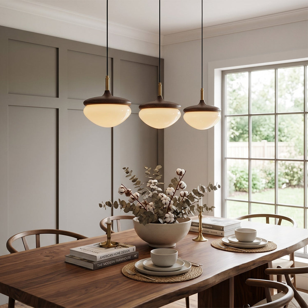 Ivydale Walnut Fabric Pendant Light
