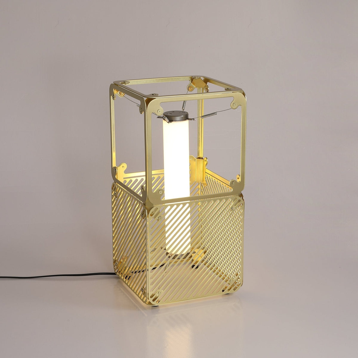 GridGlow Industrial Brass Table Lamp