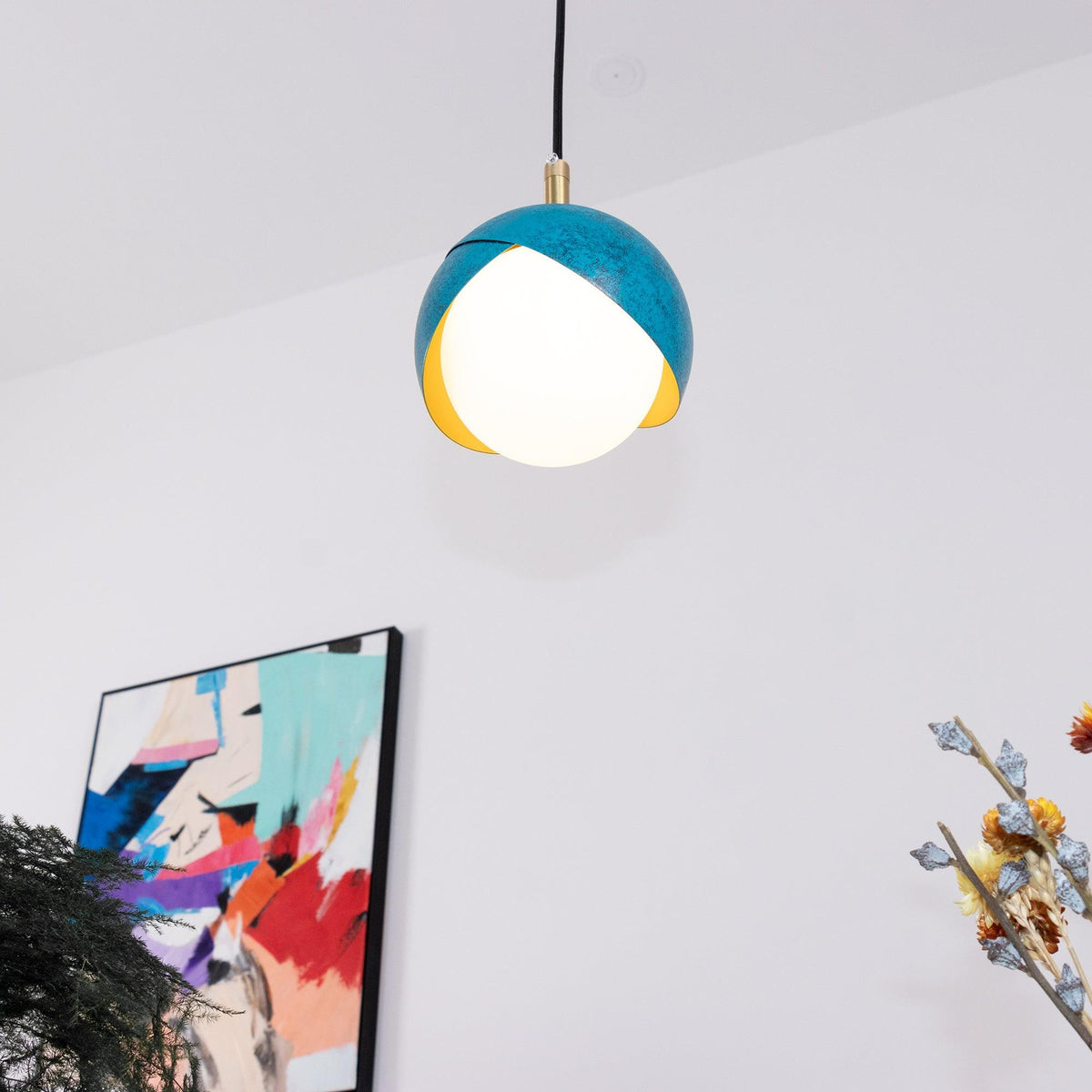 Jynara Pendant Lamp Brass Nested Opal Globe Modern