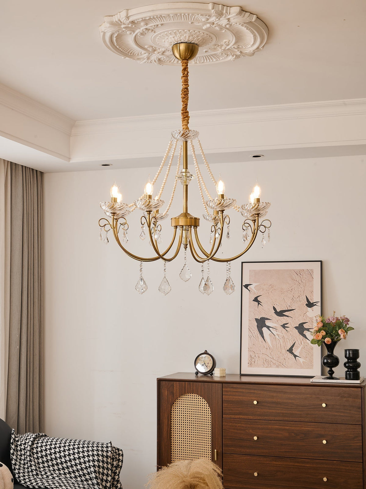 Elyisian Chandelier Pearl Crystal Elegant Classic