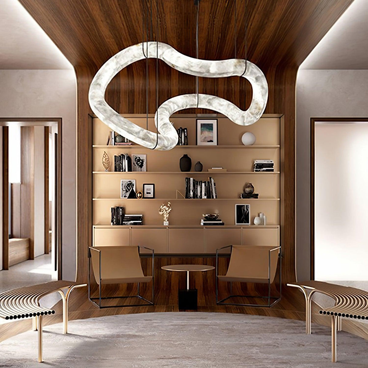 Mithos Curved Alabaster Pendant Light