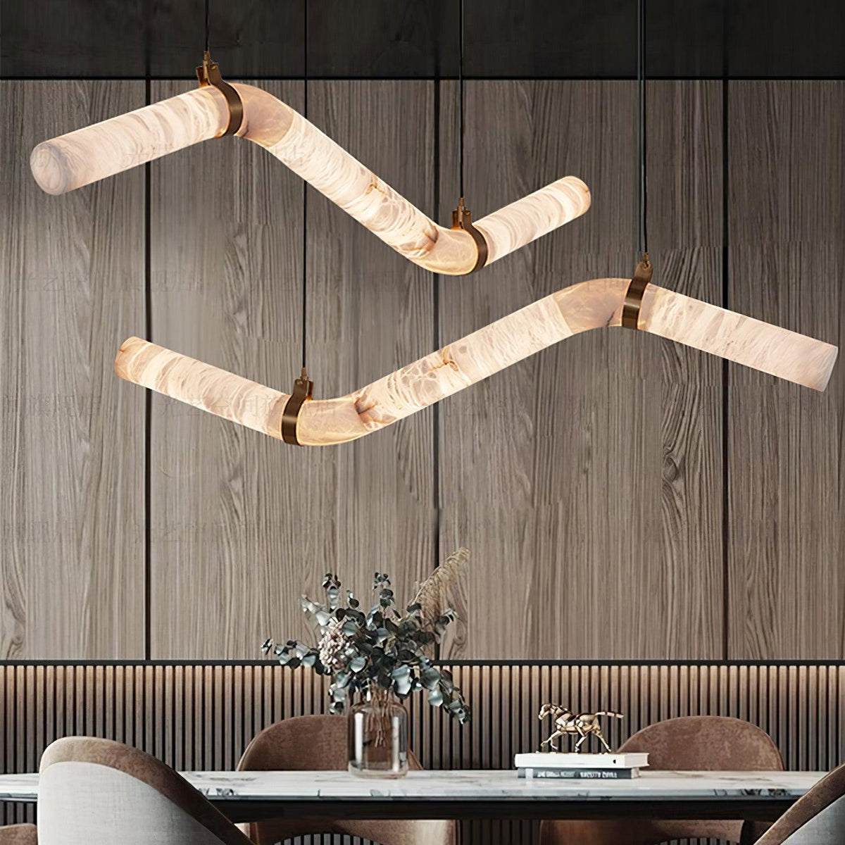 Mithos Curved Alabaster Pendant Light