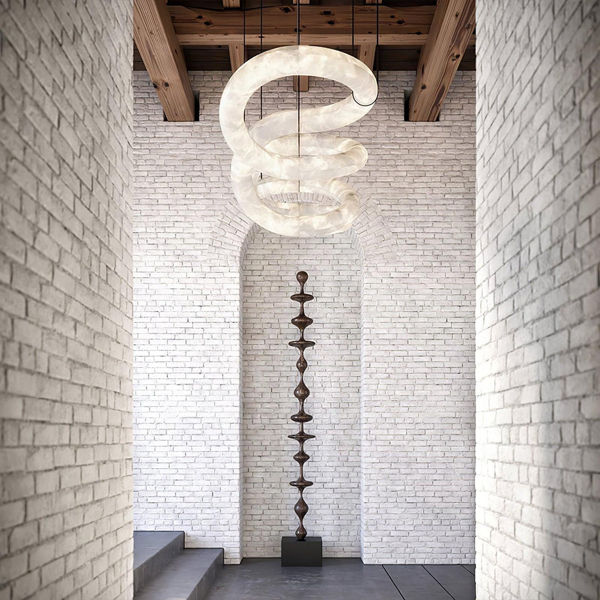 Mithos Curved Alabaster Pendant Light