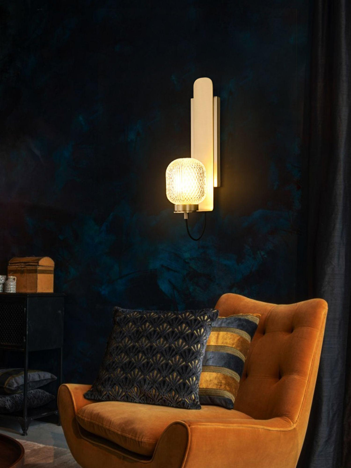 Cresh Premium Nordic Art Brass Glass Wall Light