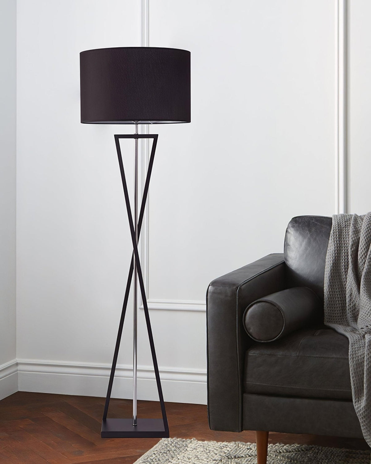 Xeno Black Fabric Modern Floor Lamp