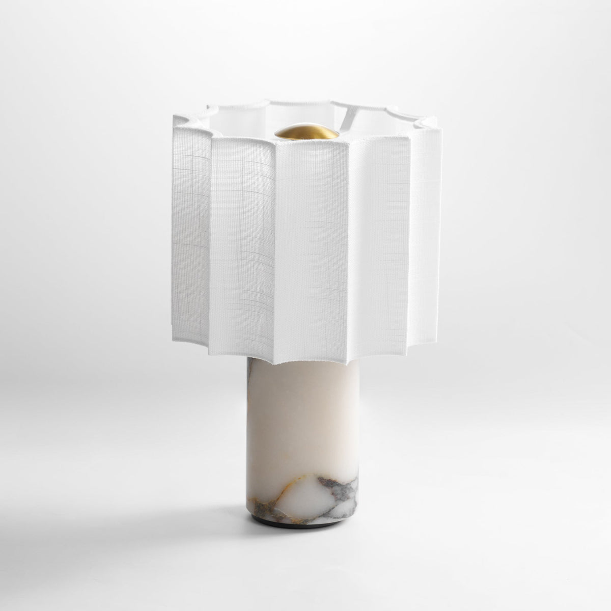 Serenity Pleated Fabric & Marble Table Lamp