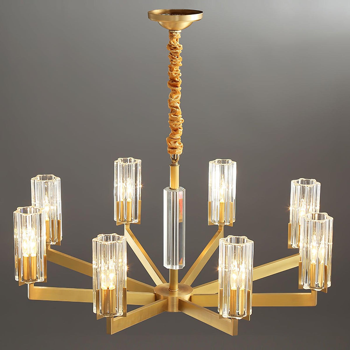 Velinora Chandelier Brass Glass Modern