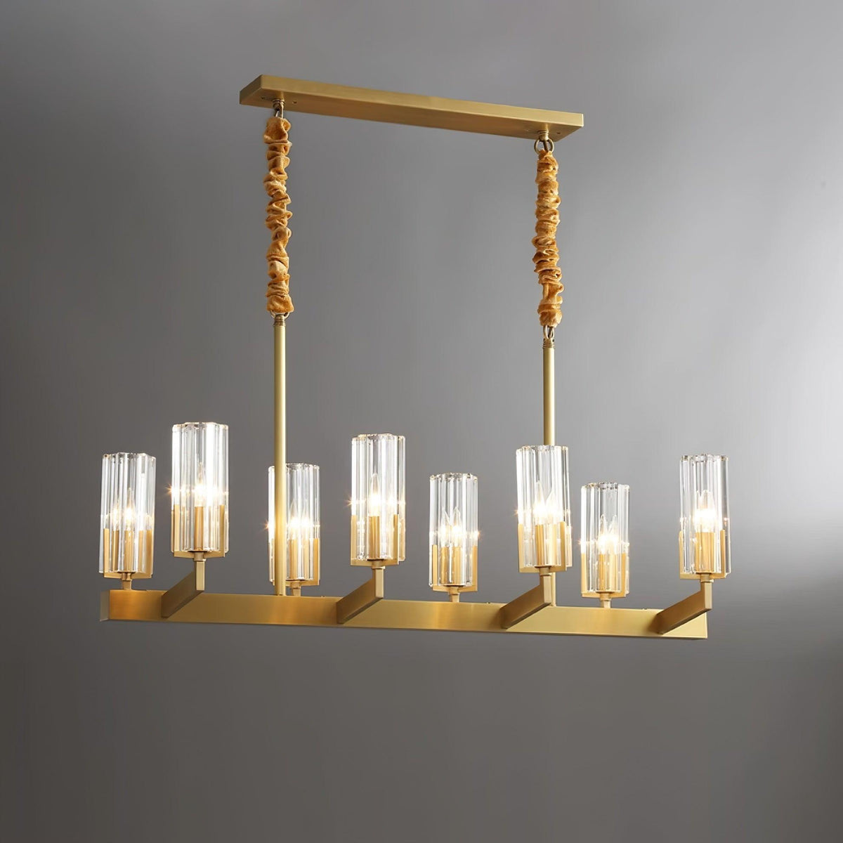 Velinora Chandelier Brass Glass Modern