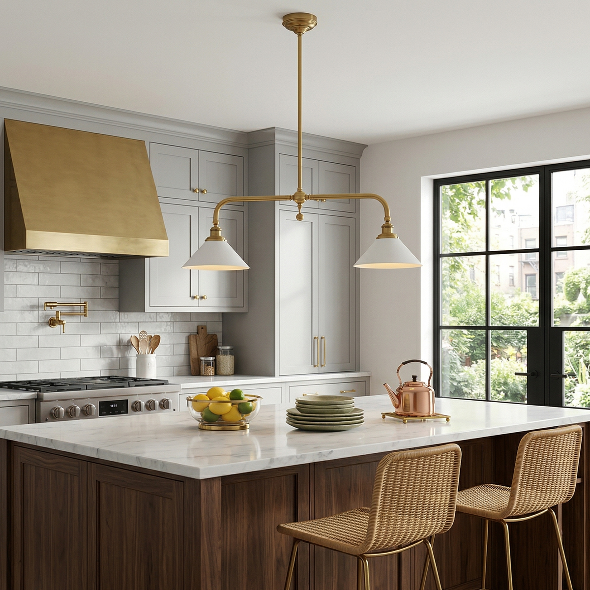 Veima Brass Linear Pendant Light