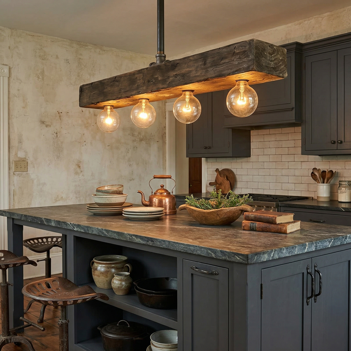 Kilo Wood Beam Island Chandelier