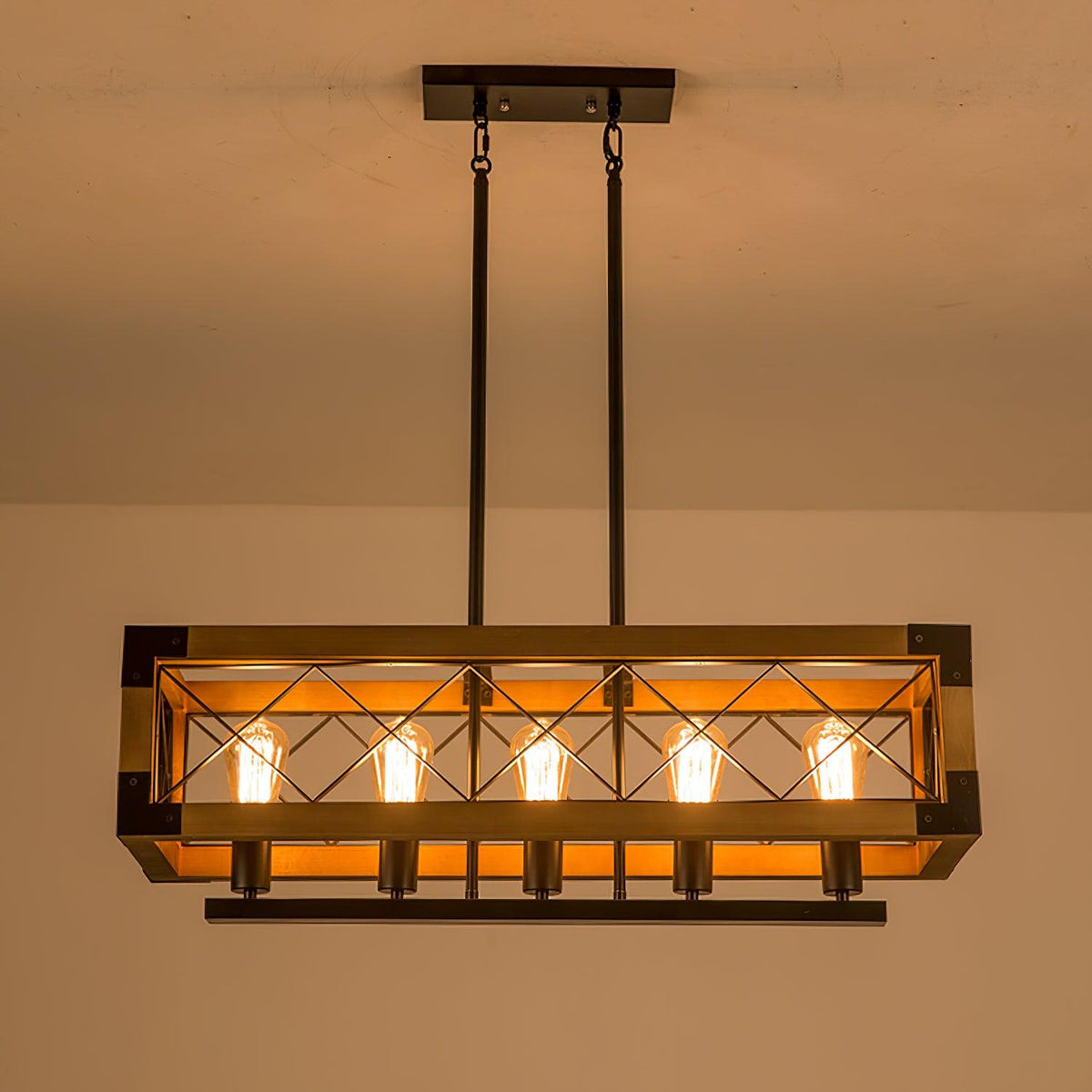 Grid Kitchen Island Rectangle Chandelier