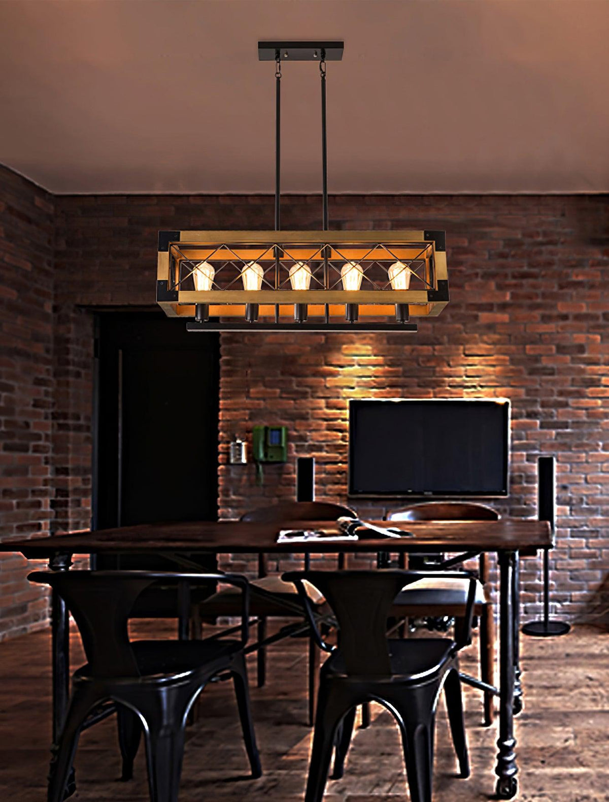 Grid Kitchen Island Rectangle Chandelier
