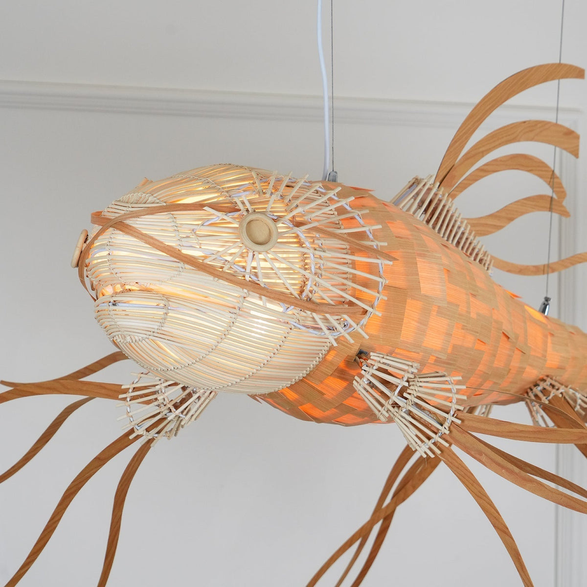 KOI Chandelier Wooden Fish Handmade