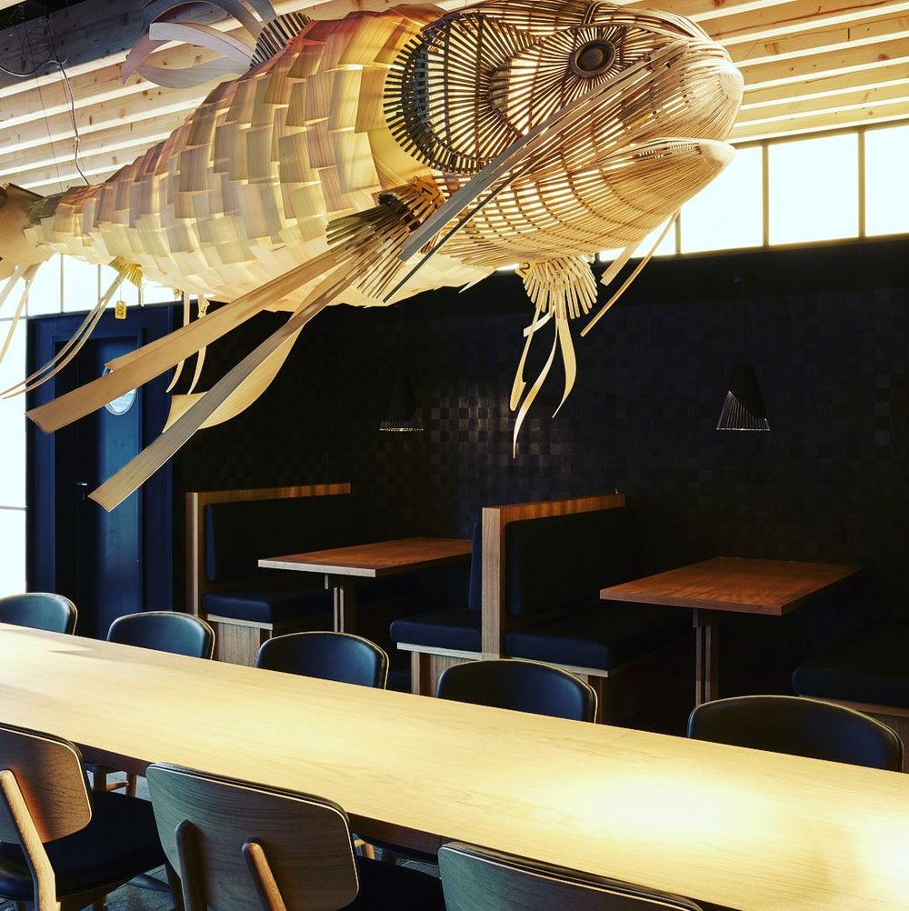 KOI Chandelier Wooden Fish Handmade