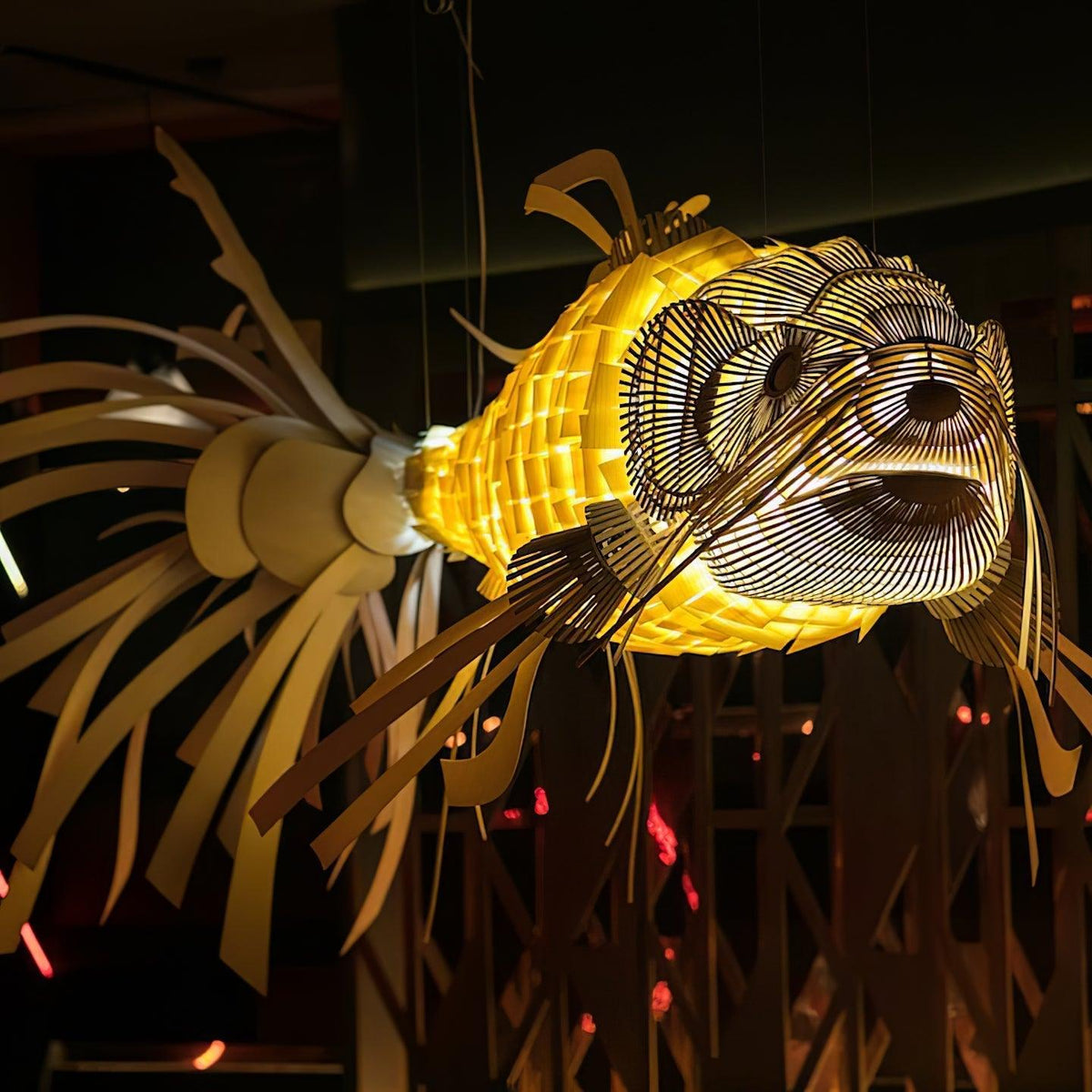 KOI Chandelier Wooden Fish Handmade