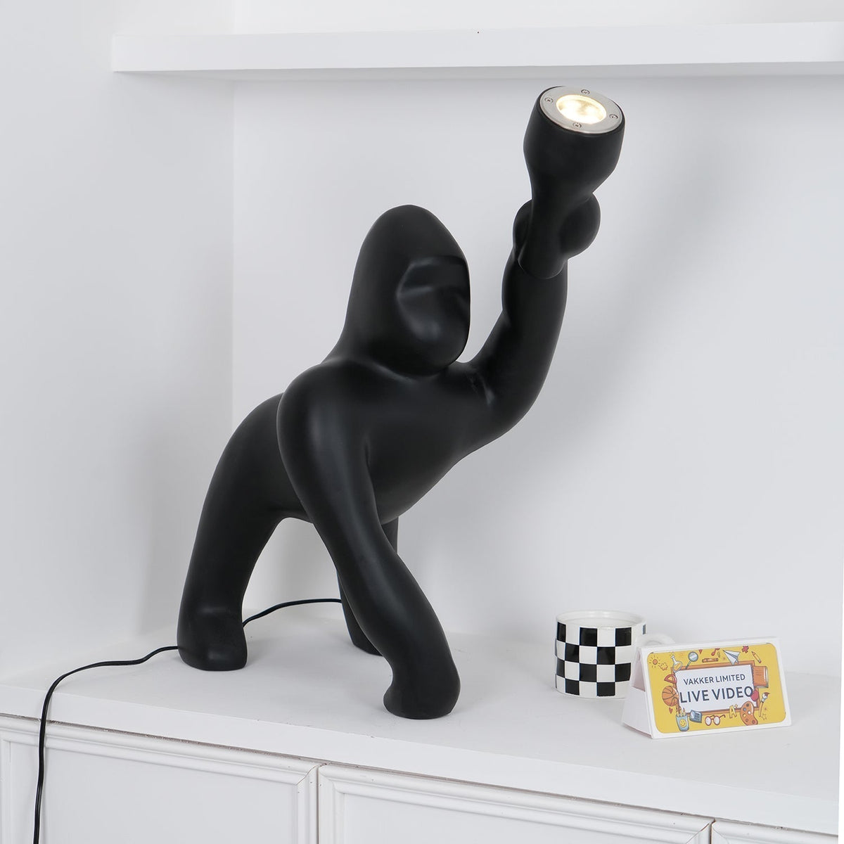 Zasolil Artistic Resin Gorilla Floor Lamp