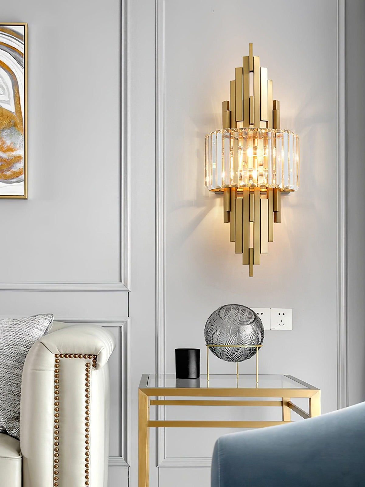 Voveliel Postmodern Luxury Crystal Glass Wall Lamp
