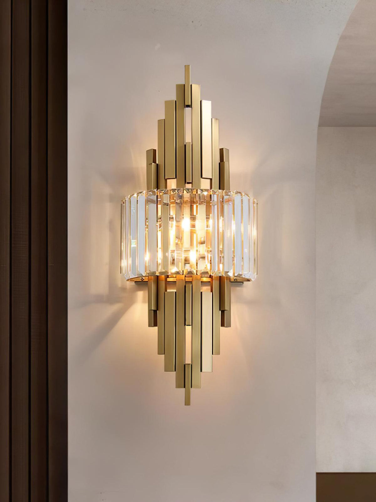 Voveliel Postmodern Luxury Crystal Glass Wall Lamp