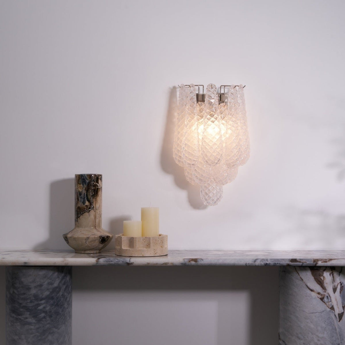 Liorelaria Wall Lamp Pink Teardrop Glass Floral Artistic